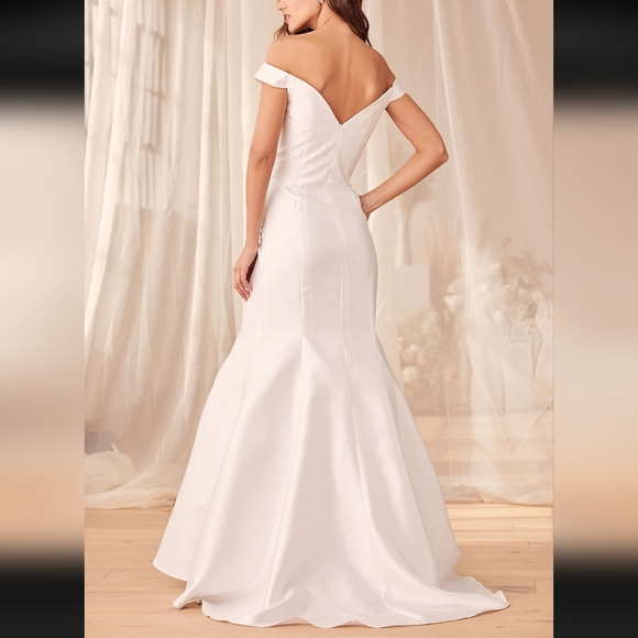 Lulu's Vow to Love Off-the Shoulder Mermaid Maxi Wedding Dress, Sz 10 - Picture 4 of 15